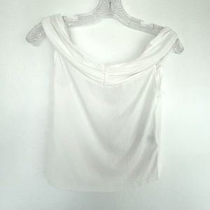 Silence + Noise off the shoulder ribbed crop top in white | size M
